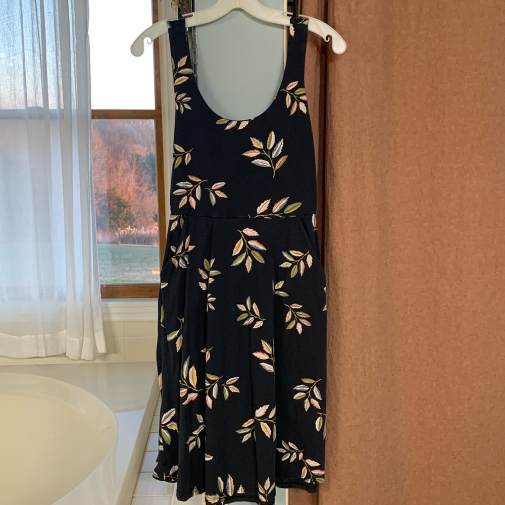 Pact Golden Hour Leaves Fit & Flare Tie-Back Dress